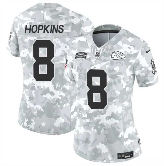 Womens Kansas City Chiefs #8 DeAndre Hopkins 2024 F.U.S.E Arctic Camo Salute To Service Limited Stitched Jersey Dzhi